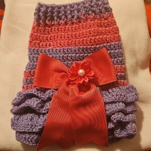 Handmade Red and Purple Dog Dress